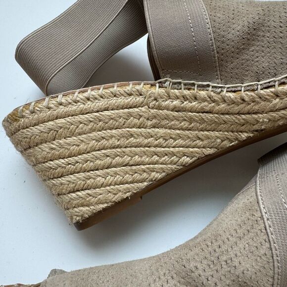 Gentle Souls Colleen Espadrille Wedge Sandals Womens 8 M Grey Tan Suede Shoes - Picture 6 of 12